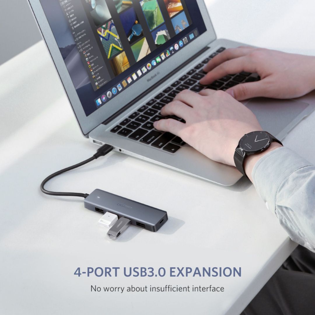 UGREEN 4-Port USB3.0 Hub with USB-C Power Supply