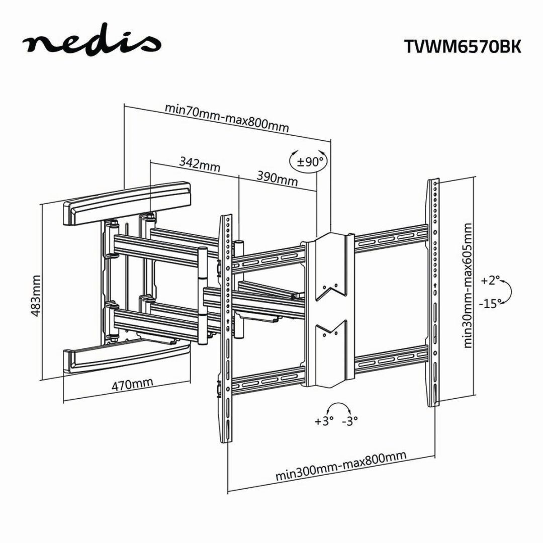 Nedis Full Motion TV Wall Mount 43