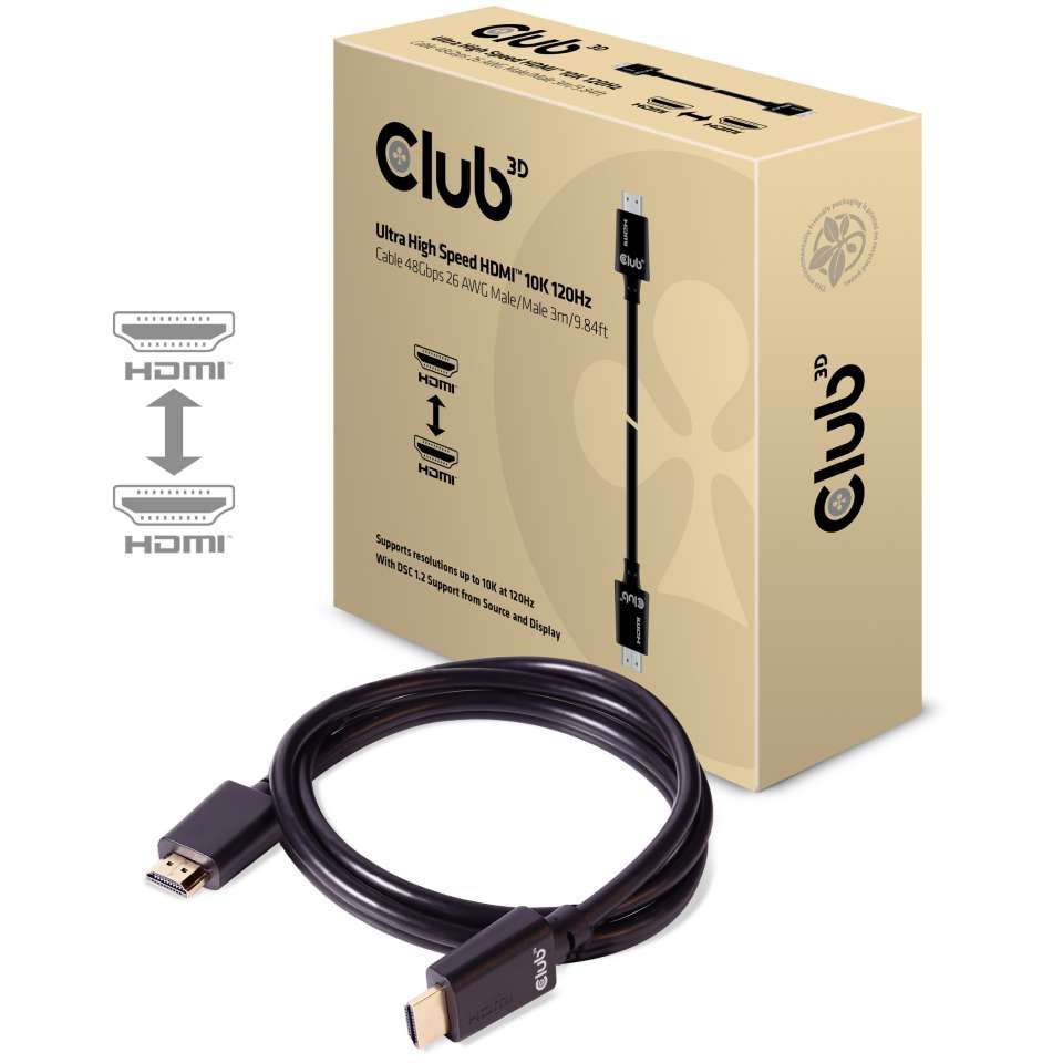 Club3D Ultra High Speed HDMI Cable 10K 120Hz 48Gbps M/M 3m Black