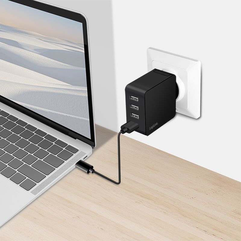 Logilink 4 port USB socket adapter 24 W 4x USB-A Black