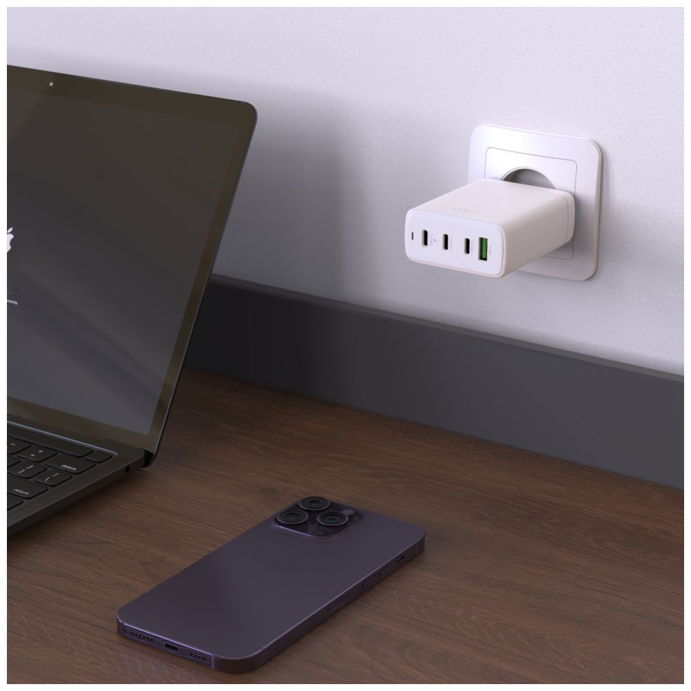 FIXED GaN 3xUSB-C/USB utazós töltő 120W, fehér