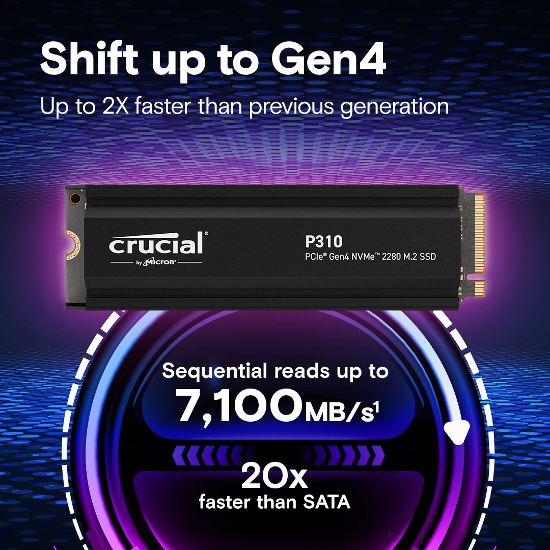 Crucial 4TB M.2 2280 NVMe P310 with Heatsink