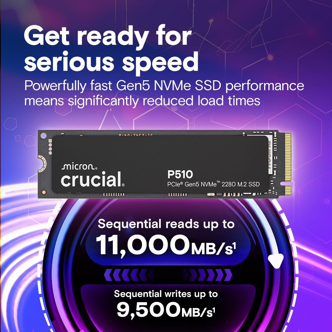 Crucial 1TB M.2 2280 NVMe P510