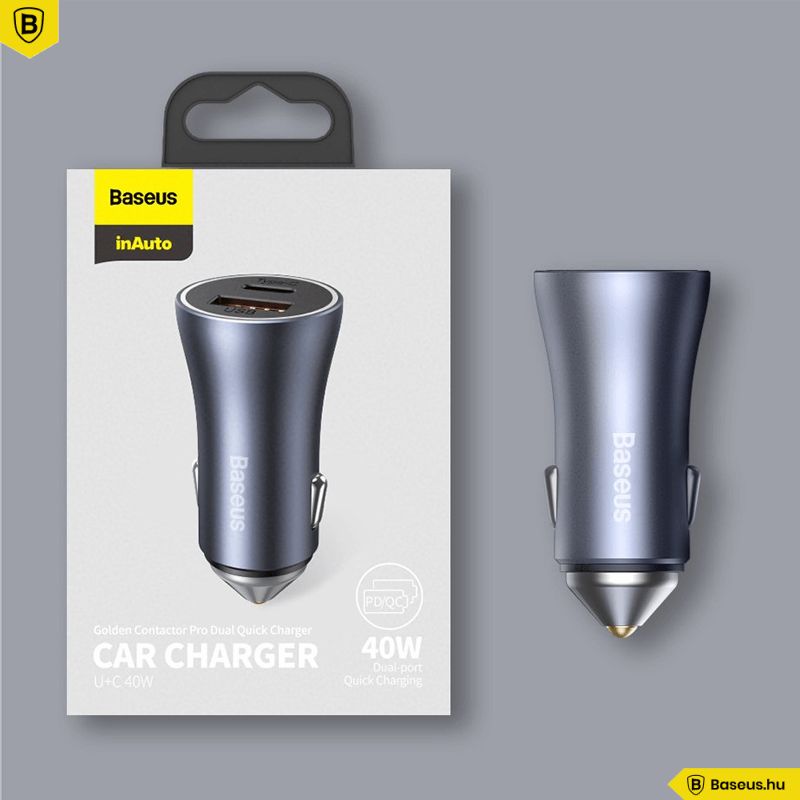 Baseus Golden Contactor Pro 40W Car Charger Grey