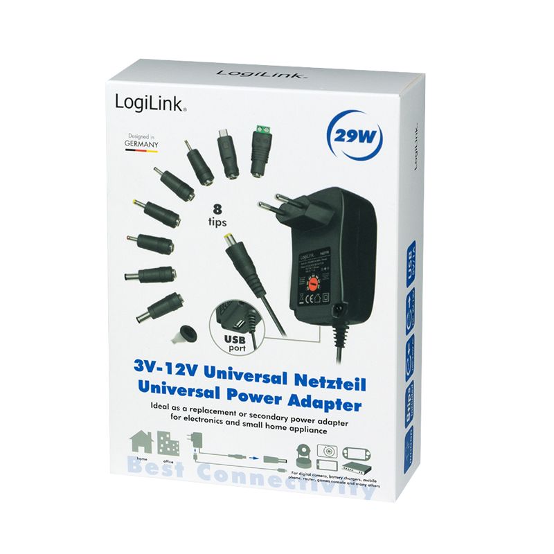 Logilink PA0198 Universal power supply 3-12V 29W Black