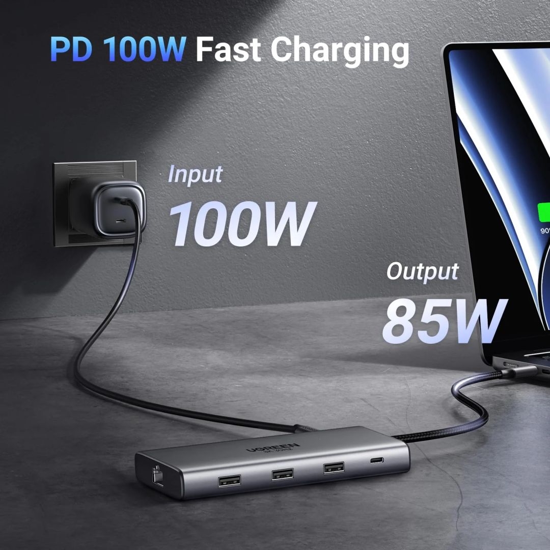 UGREEN Revodok Pro 210 10-in-1 USB-C Hub (Dual HDMI 4K@60Hz, 100W PD) Grey