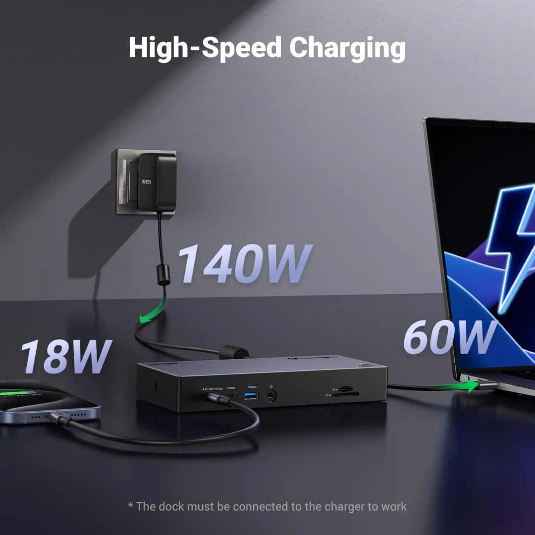 UGREEN Revodok Max 313 Thunderbolt 4 Dock, 13-in-1 40Gbps Docking Station Grey