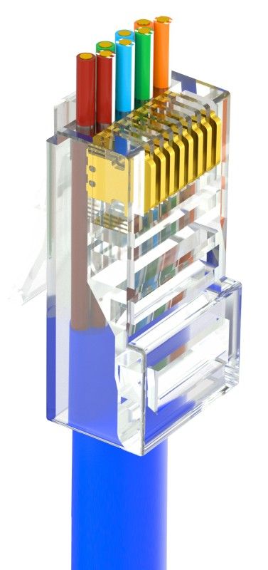 Nestron UTP RJ45 csatlakozó; Cat6; átfűzhető; fali és patch kábelekhez; 100 db/csomag
