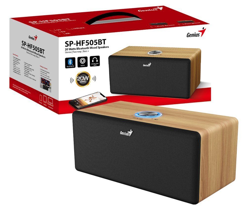 Genius SP-HF505BT Bluetooth Speaker Light Brown Wood