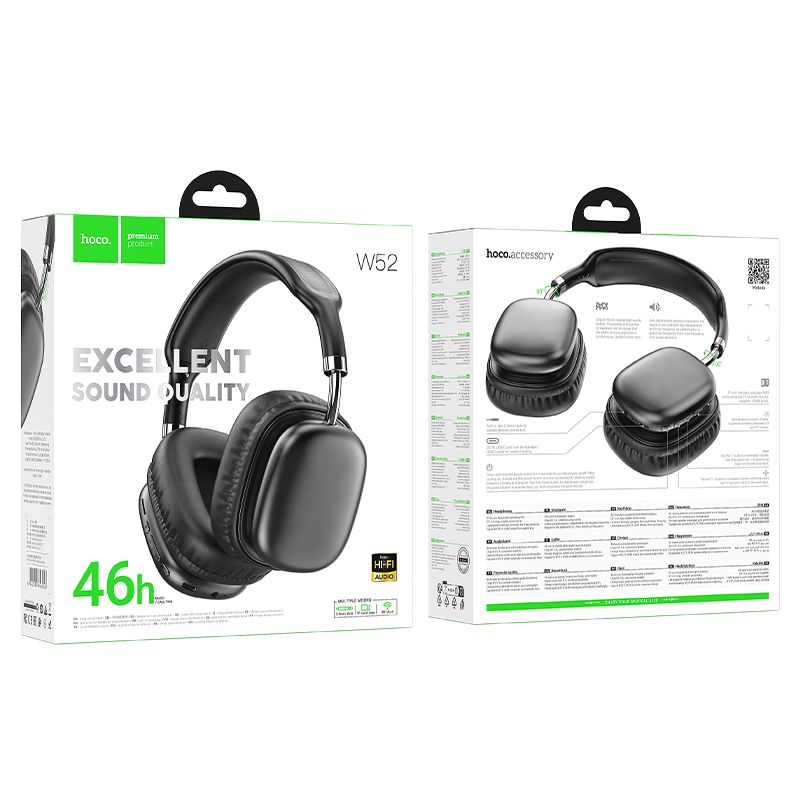 Hoco W52 Plus Tone Bluetooth Headset Black