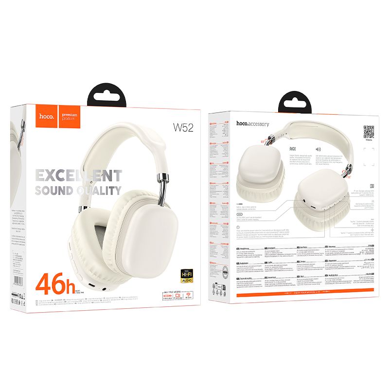 Hoco W52 Plus Tone Bluetooth Headset Milky White