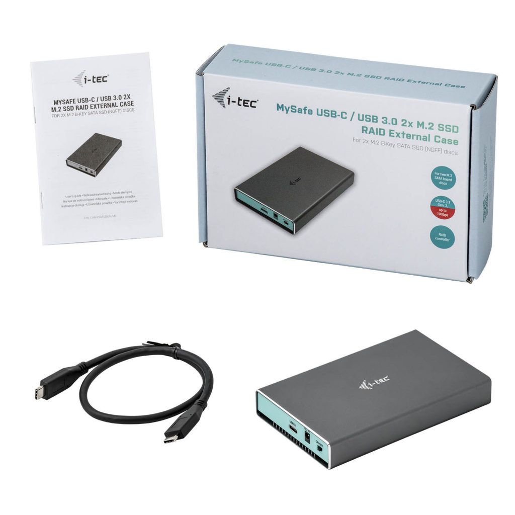 I-TEC MySafe USB 3.0 / USB-C 3.1 Gen. 2, External case for 2x SATA M.2 drive, RAID 0/1/JBOD Support