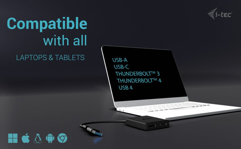 I-TEC USB-A/USB-C Dual 4K/60 Hz DisplayPort Video Adapter