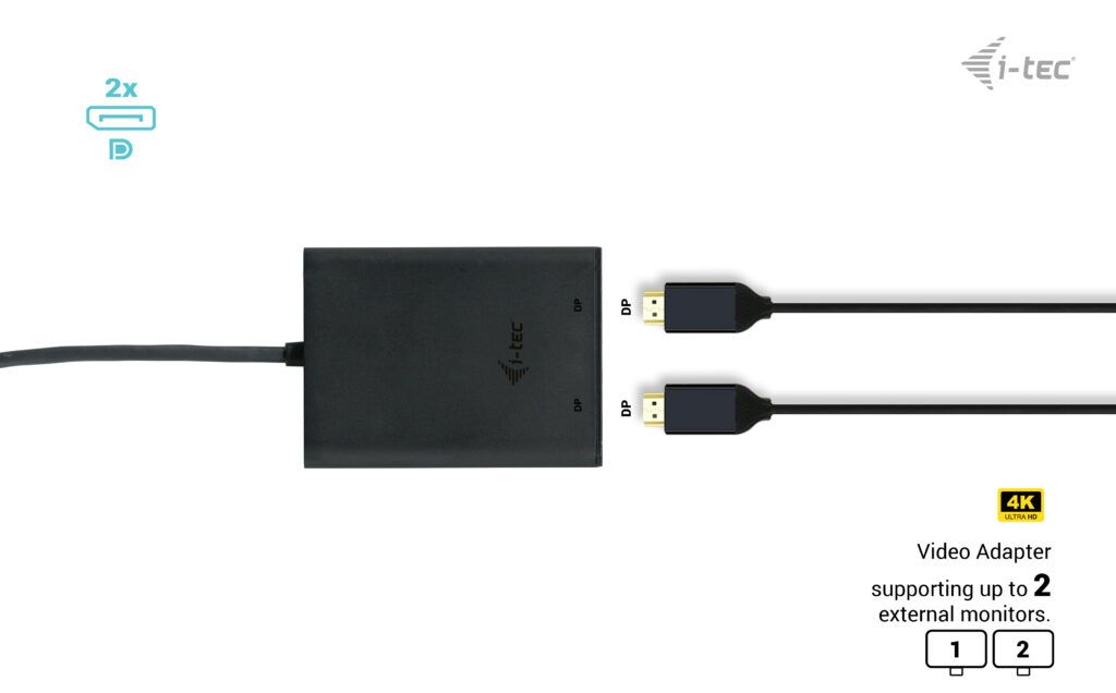 I-TEC USB-C Dual 4K/60Hz (single 8K/30Hz) DP Video Adapter