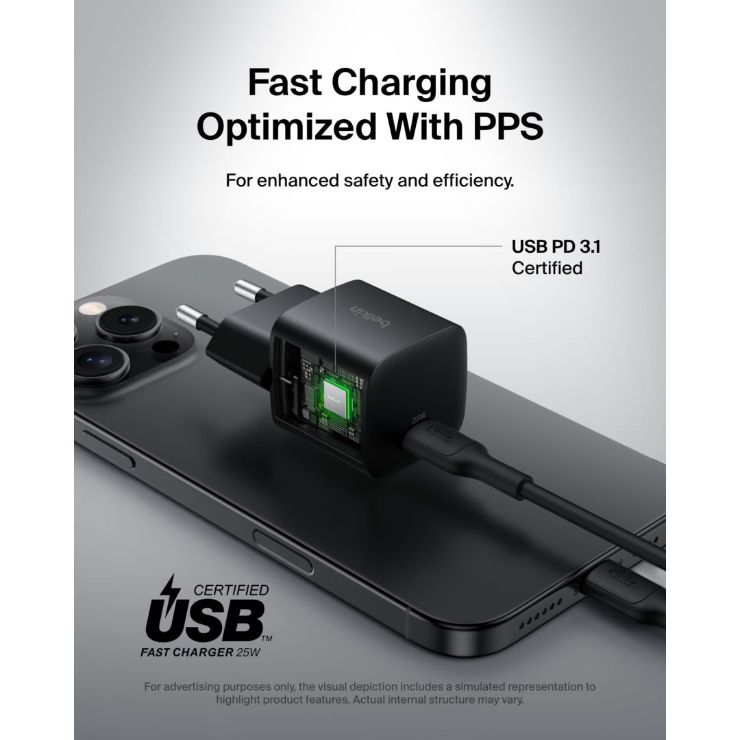 Belkin WCA012KQ1MBK-B6 BOOST Charge 25W USB-C Cable 1m Black