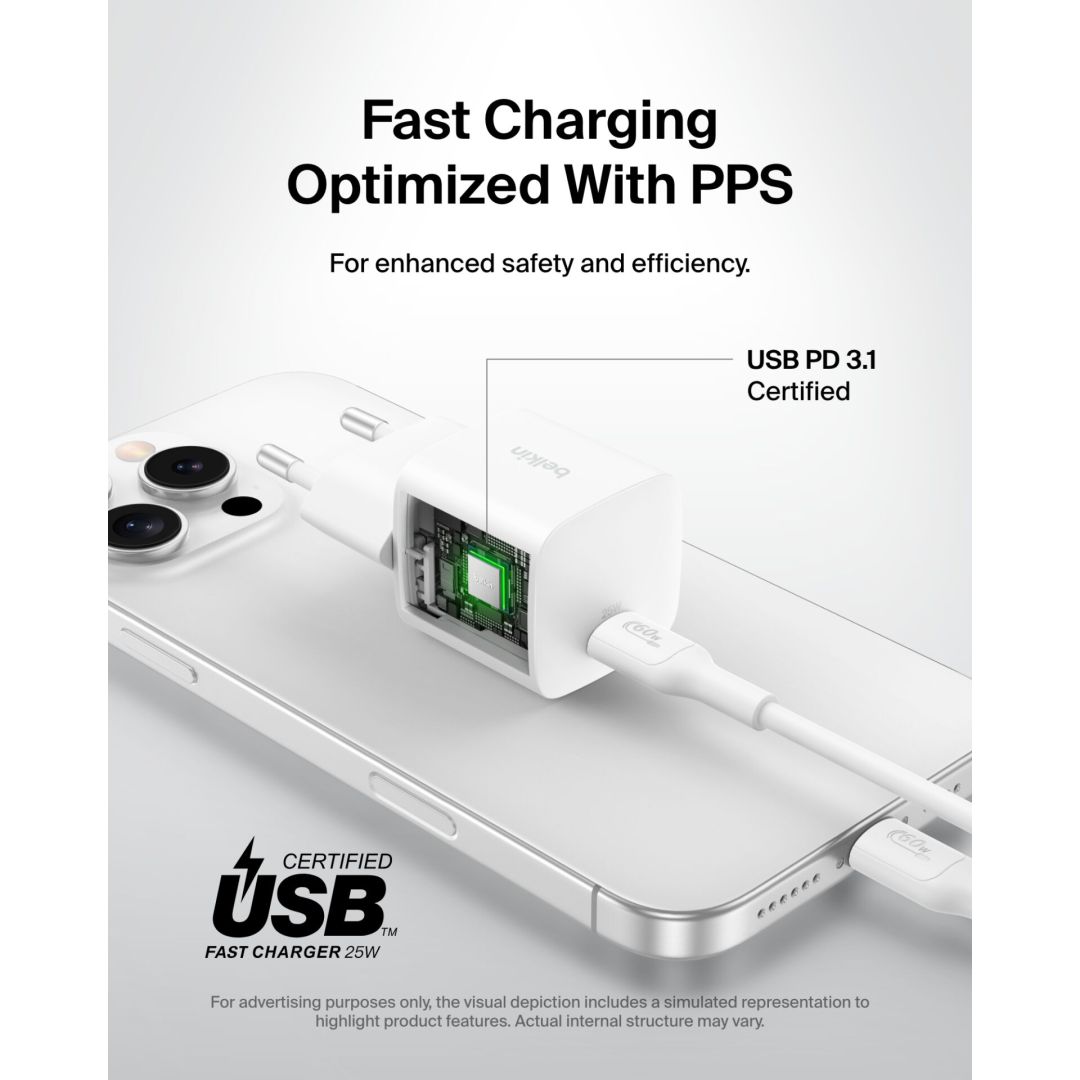 Belkin WCA012KQ1MWH-B6 BOOST Charge 25W USB-C Cable 1m White