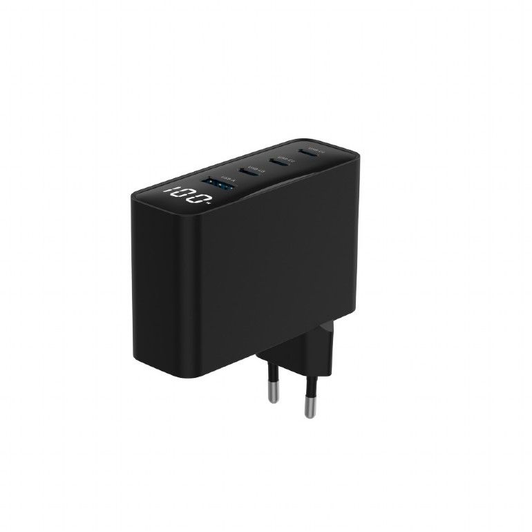 Gembird 4-port 100W GaN USB fast charger LCD Black