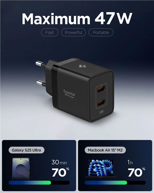 Spigen Essential 47W Wall Charger Black