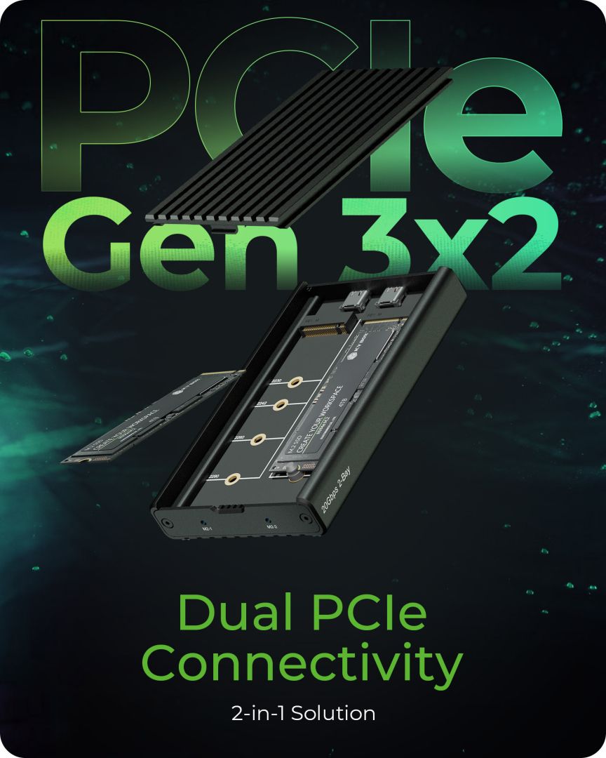 Raidsonic IcyBox IB-2817M-C32 Enclosure for 2x NVMe SSD with USB 3.2 Gen 2x2 Type-C connection
