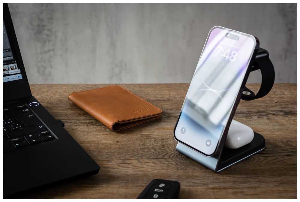 FIXED 3in1 MagPowerstation Alu vezeték nélküli töltőállvány MagSafe rögzítőelemmel, asztroszürke