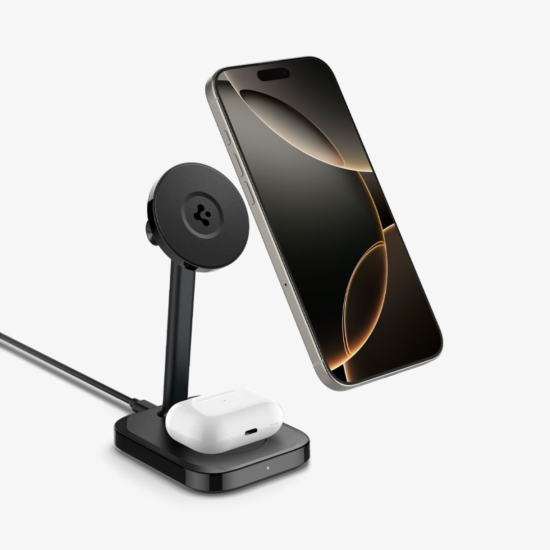 Spigen ArcField MagSafe Wireless Charger 2-in-1 Qi2 15W Black