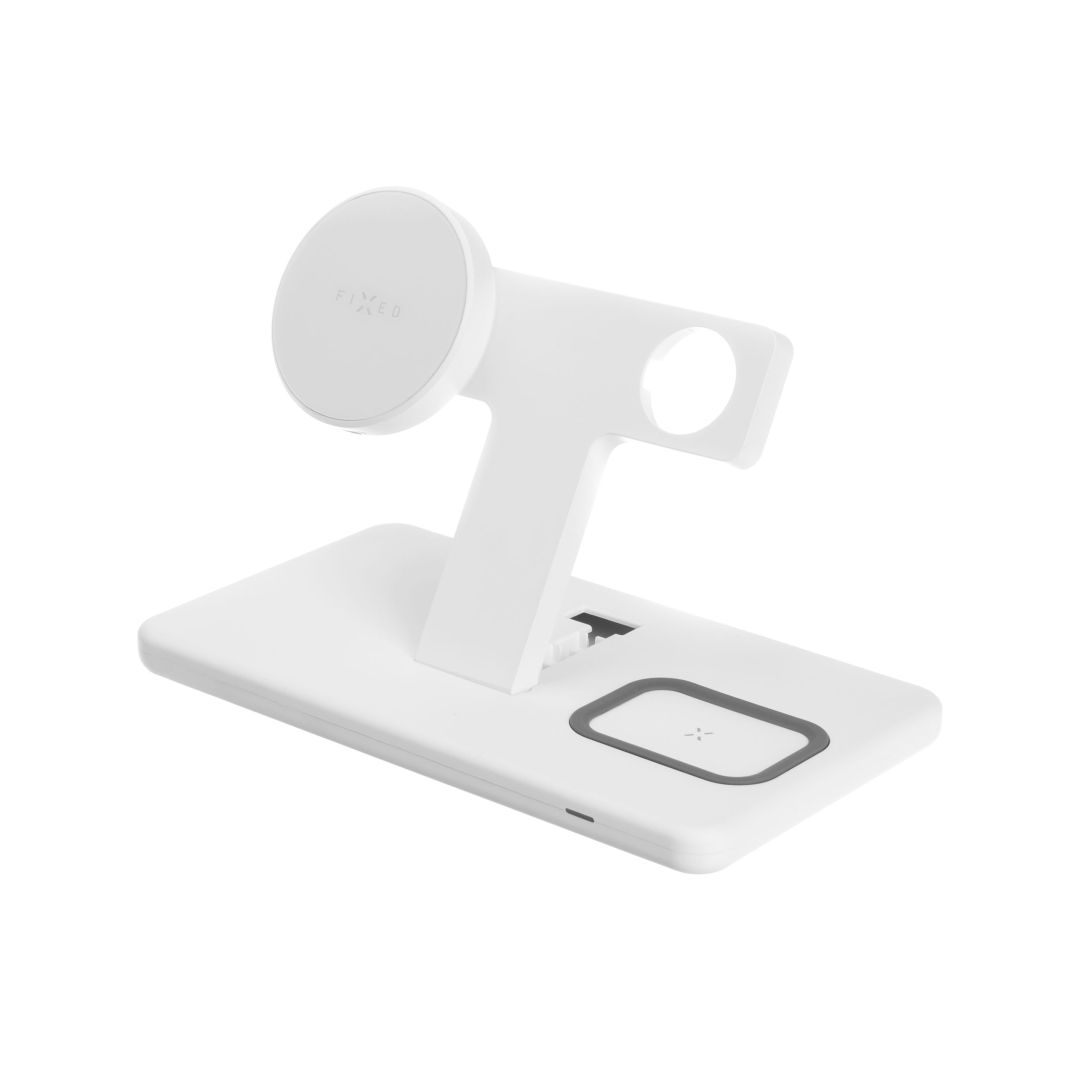 FIXED MagPowerstation 3 az 1-ben vezeték nélküli töltőállvány MagSafe tartozékokkal, fehér