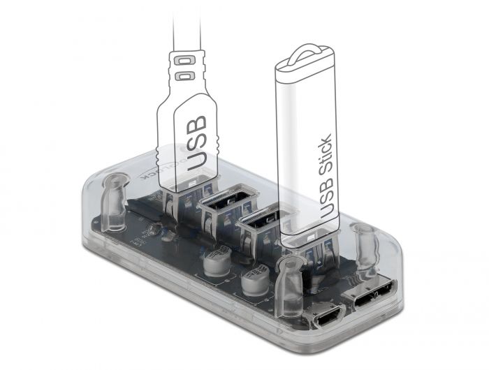 DeLock External USB 3.0 Hub with 4Ports Transparent