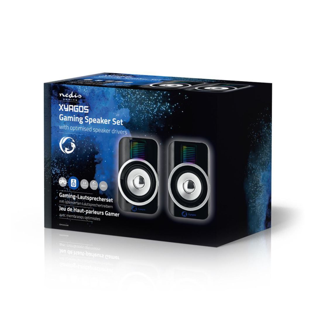 Nedis GSPR20020BK 2.0 Speaker Black/Silver