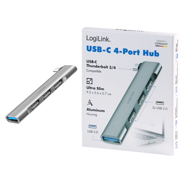 Logilink UA0437 Ultraslim 4-Port USB-C-Hub Aluminium