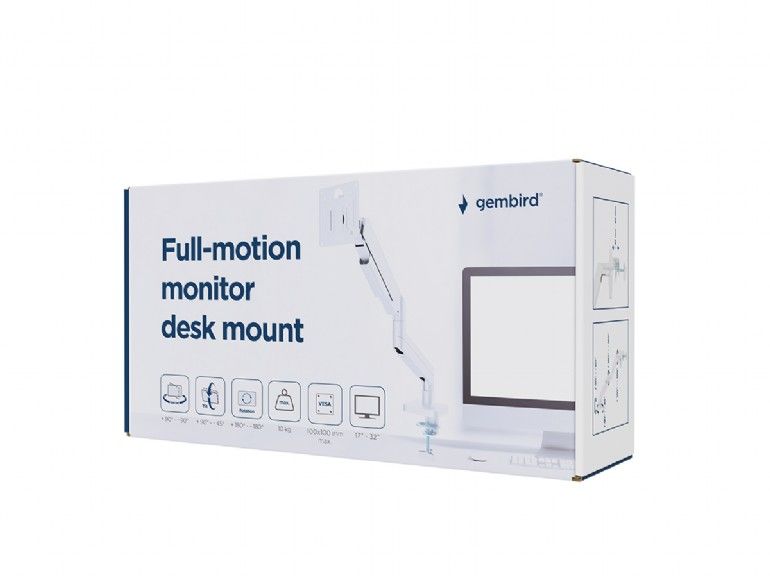 Gembird Full-motion desk display mounting arm 17”-32” White