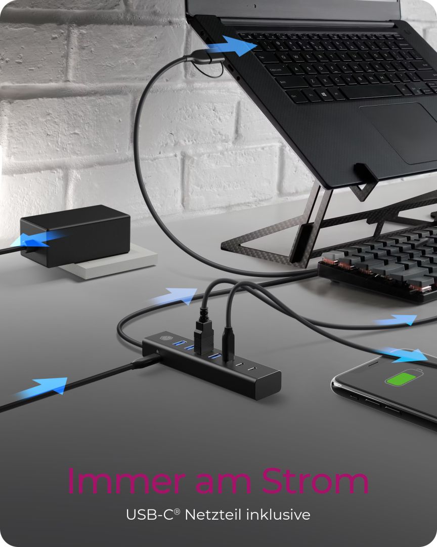 Raidsonic IcyBox IB-HUB1737-C3 7-portos USB3.2 HUB Black