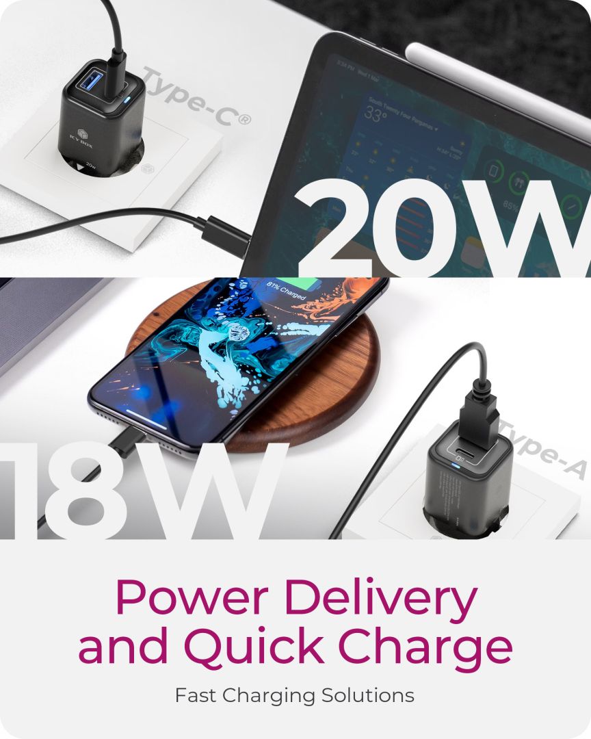 Raidsonic IcyBox IB-PS1020-PD 2-Port USB 20W Fast Charger for Mobile Devices