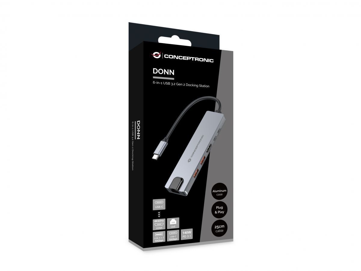 Conceptronic  DONN29G 6-in-1 USB 3.2 Gen 2 Docking Station