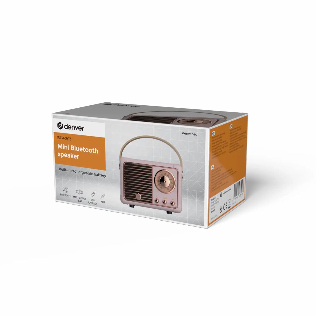 Denver BTP-203 Retro Mini Bluetooth Speaker Rose