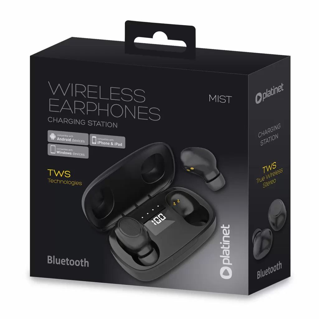 Platinet PM1020B Bluetooth Headset + Charging Station Black