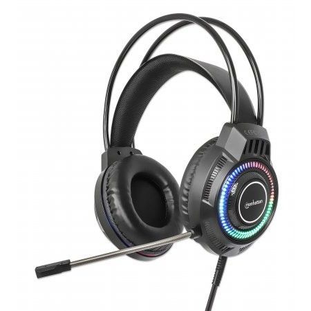 Manhattan RGB LED Over-Ear USB Gaming Headset Black
