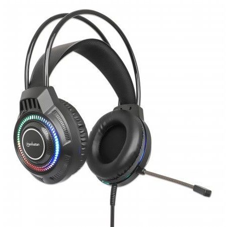 Manhattan RGB LED Over-Ear USB Gaming Headset Black