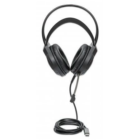 Manhattan RGB LED Over-Ear USB Gaming Headset Black