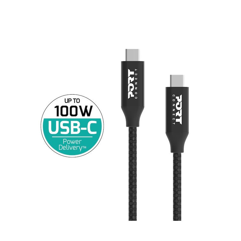 Port Designs USB-C 3.2 20 Gbps PD 100W Cable 2m Black