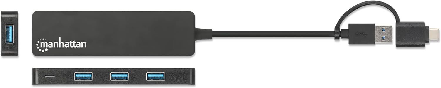 Manhattan 4-portos USB3.2 HUB Black
