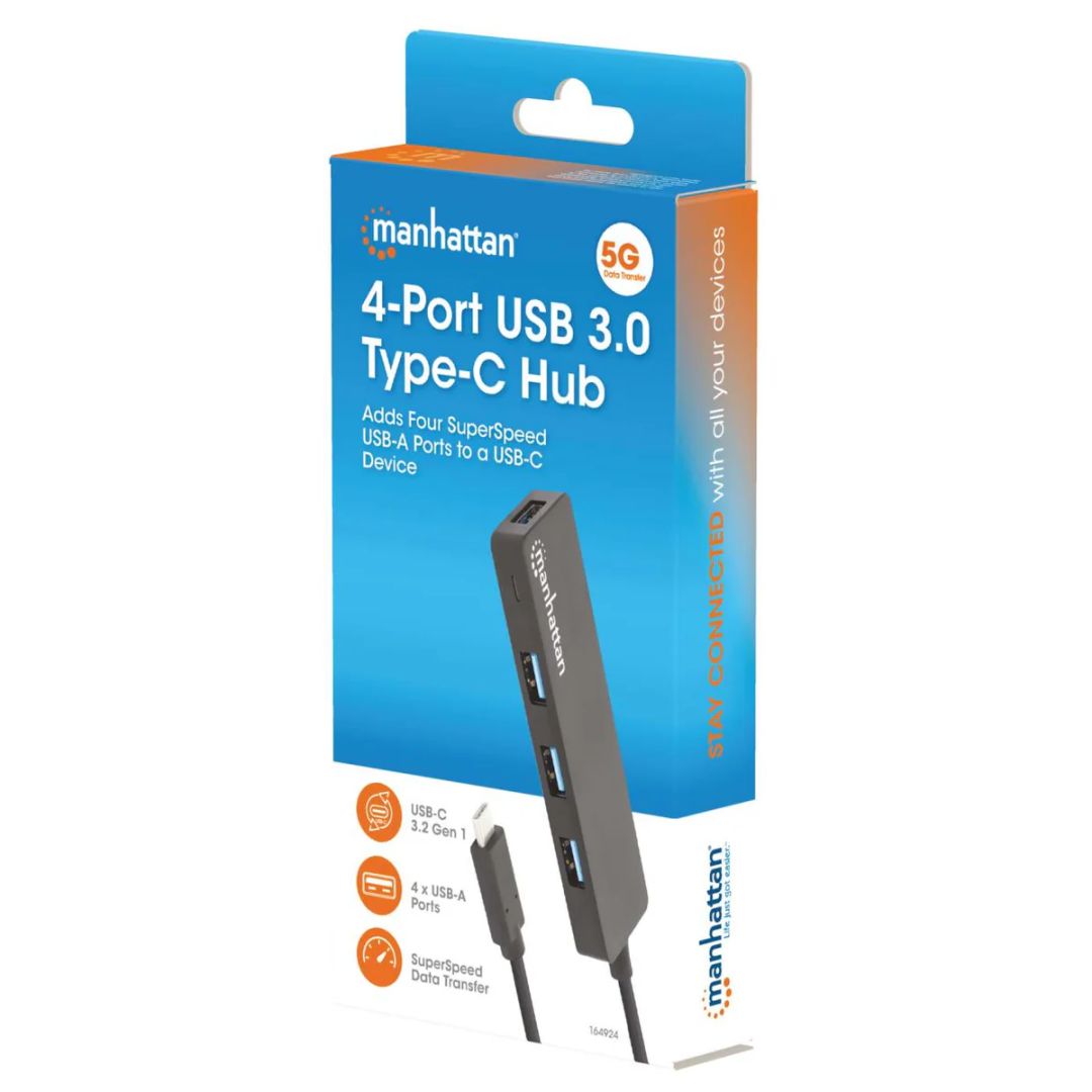 Manhattan 4-portos USB3.2 HUB Black