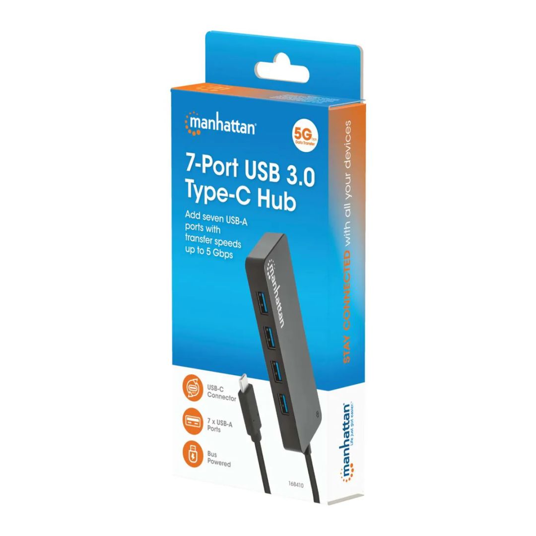 Manhattan 7-portos USB3.2 HUB Black