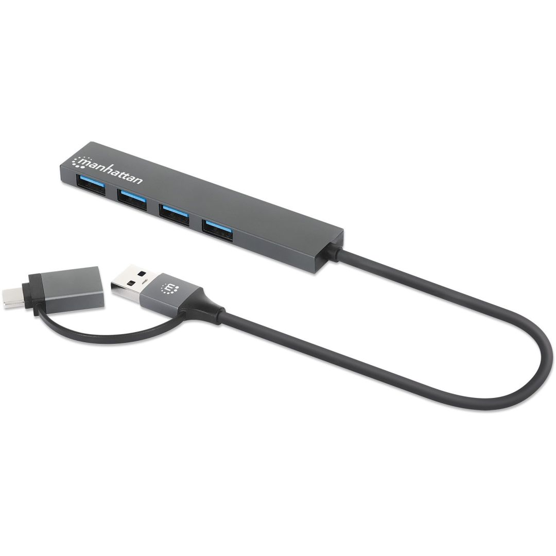 Manhattan 4-portos USB3.2 HUB Grey