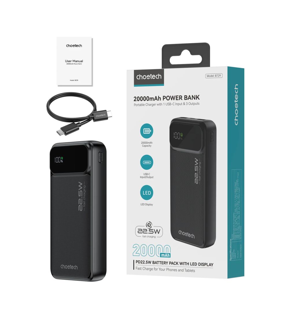 Choetech  B729 20000mAh PowerBank Black