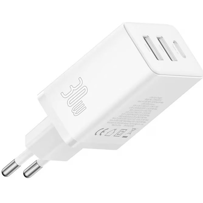 Baseus Cube Fast Charger 2U+C 30W EU Moon White