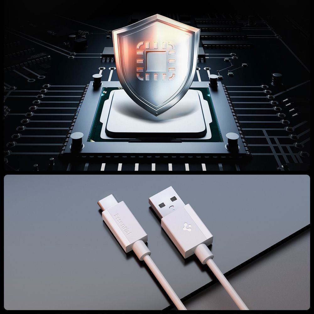 Spigen Essential USB-A to USB-C 60W Cable 2m White