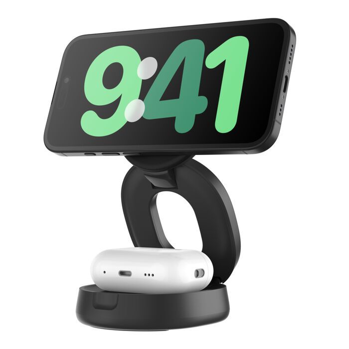 Belkin BoostCharge Pro 2-in-1 Wireless Charging Stand with Qi2 15W Black