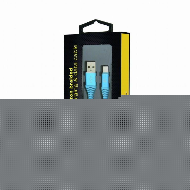 Gembird CC-USB2B-AMCM-1M-VW Premium cotton braided Type-C USB charging and data cable 1m Turquoise Blue/White