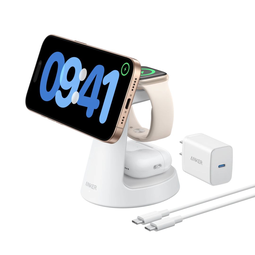 ANKER MagGo Wireless Charging Station 3-in-1 Aurora White