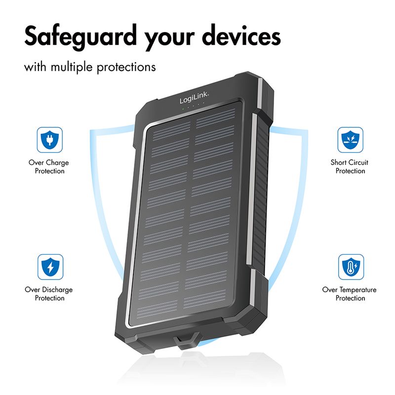 Logilink Solar 10,000 mAh Powerbank Black